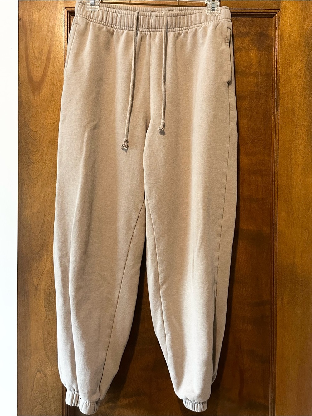 Lazypants Women's Fleece Jogger Sweatpants Neutral Tan Beige Size Small